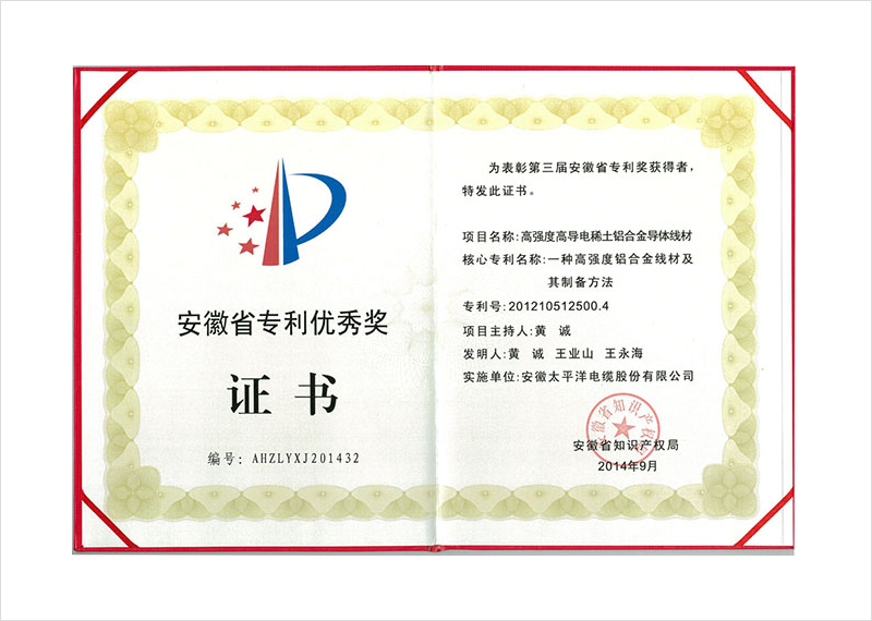 安徽省专利优秀奖